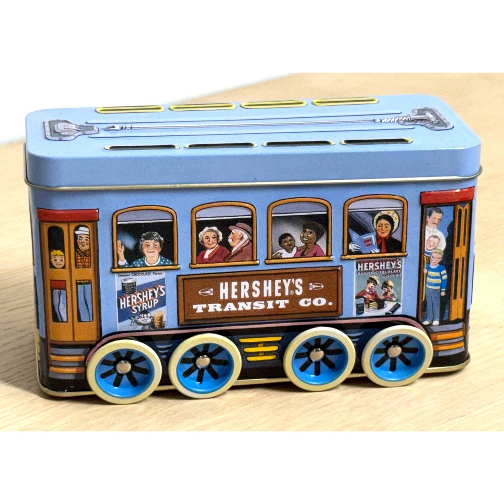 Hershey's Vehicle Series Canister 2 Trolley Tin Blue Vintage Advertising 2000